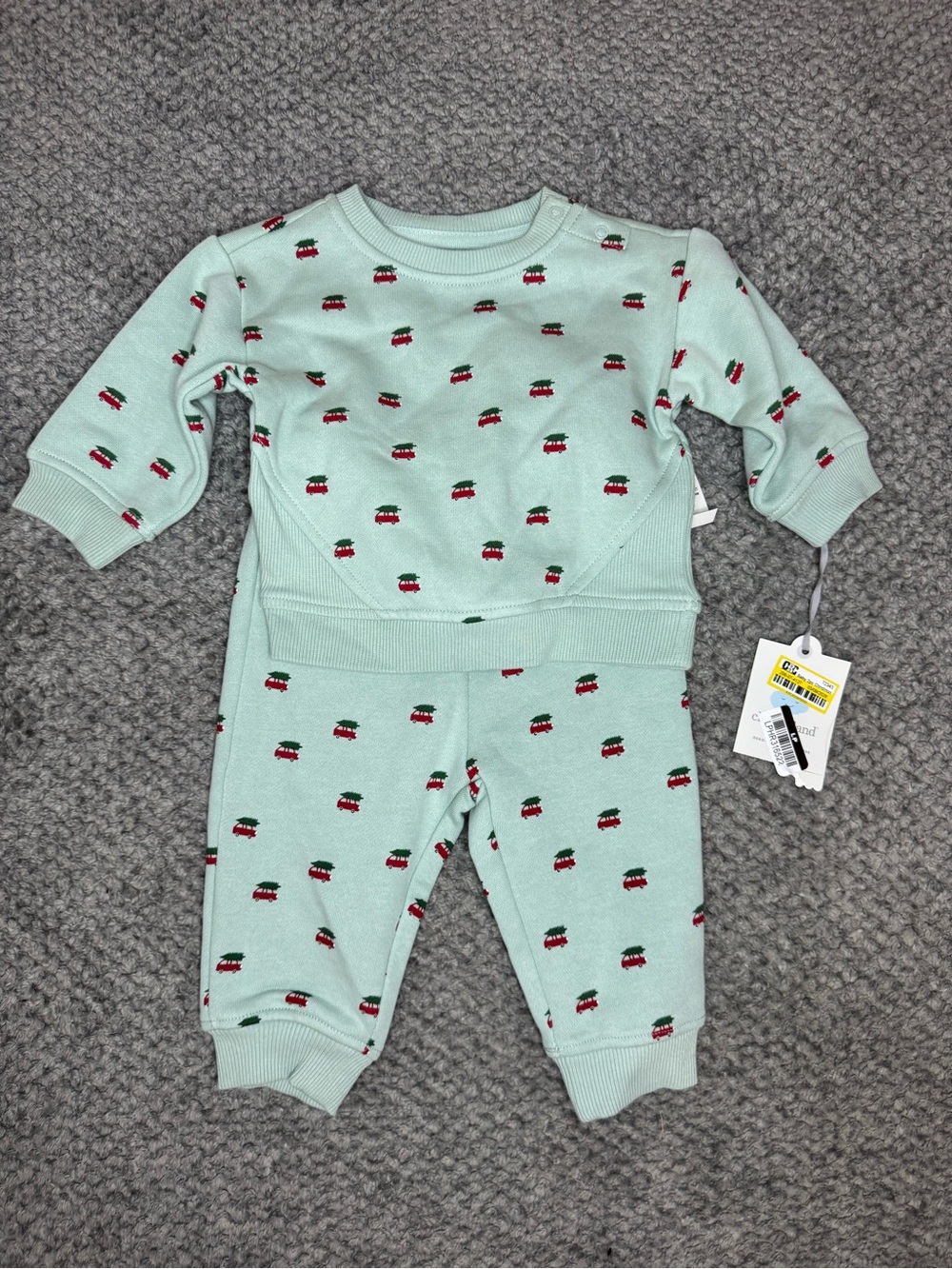 Cloud Island Unisex Baby’s Christmas Holiday 2pc Outfit Set - Green 3-6M NWT
